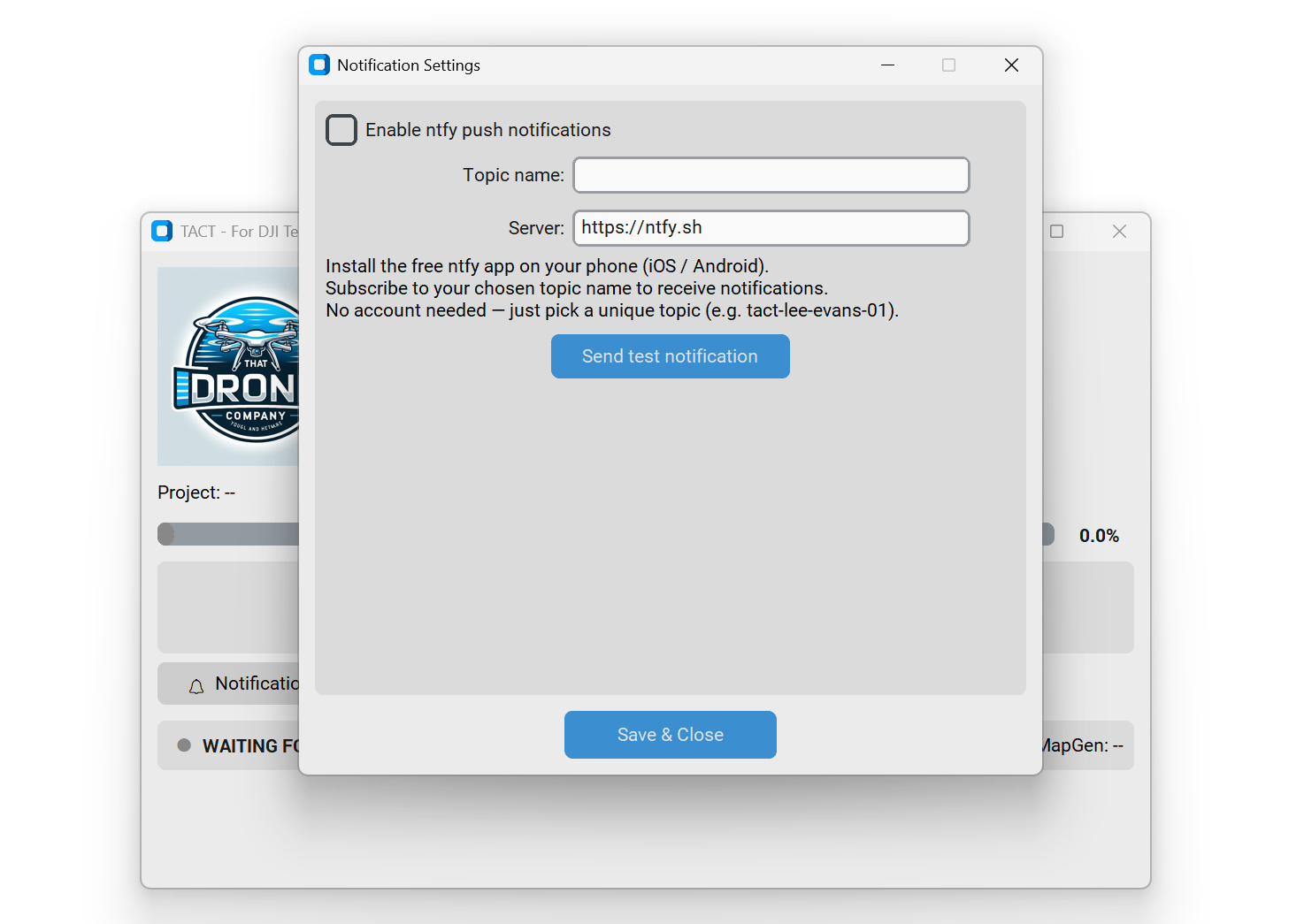 TACT notification settings